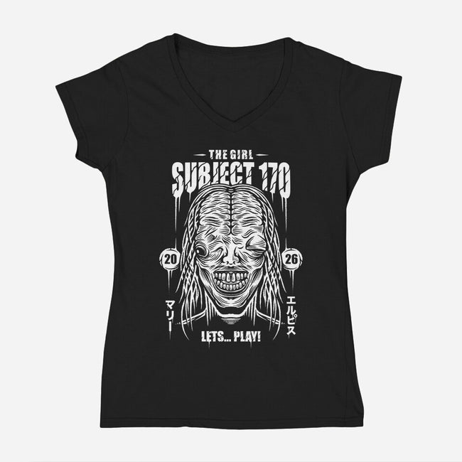 Subject 170-Womens-V-Neck-Tee-Alundrart