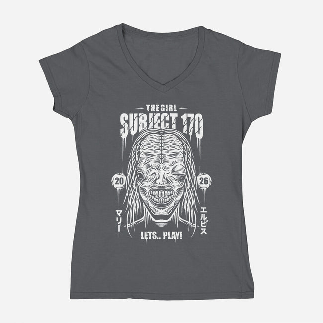 Subject 170-Womens-V-Neck-Tee-Alundrart