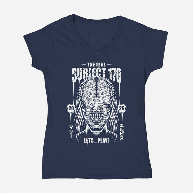Subject 170-Womens-V-Neck-Tee-Alundrart