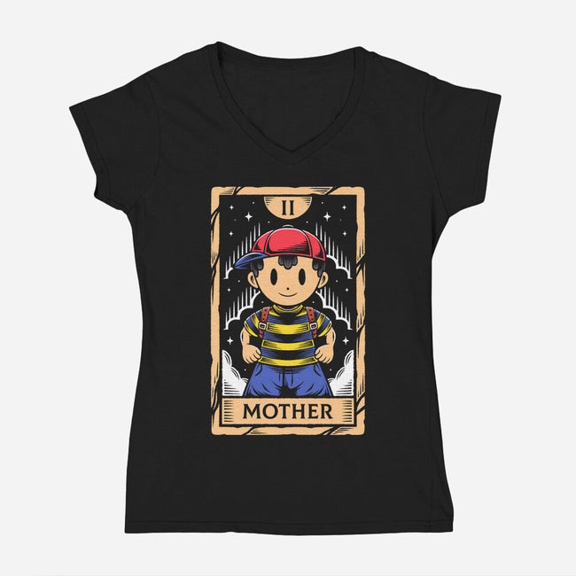 PSI Boy Tarot Card-Womens-V-Neck-Tee-Alundrart