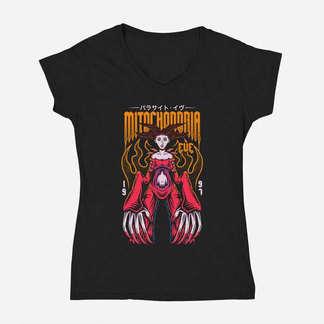 Mitochondria Eve-Womens-V-Neck-Tee-Alundrart