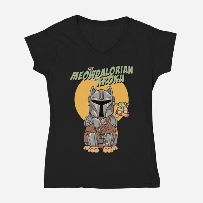 Meowdalorian And Kroku-Womens-V-Neck-Tee-vp021