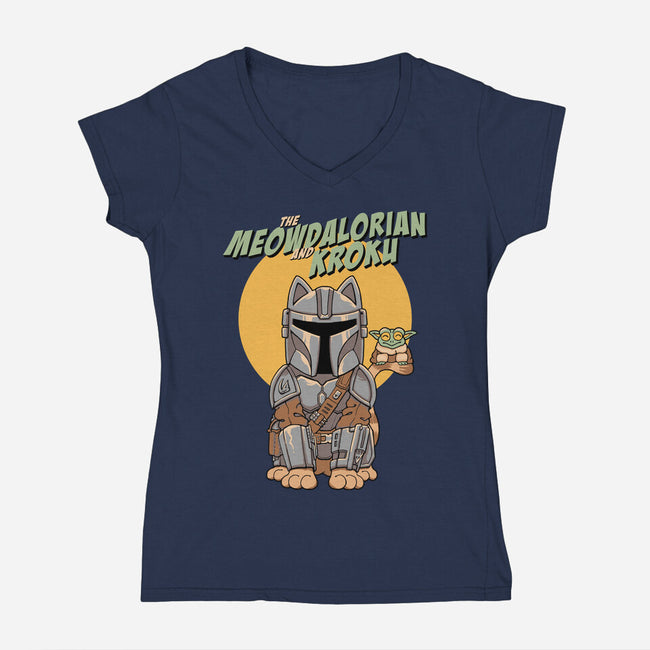 Meowdalorian And Kroku-Womens-V-Neck-Tee-vp021