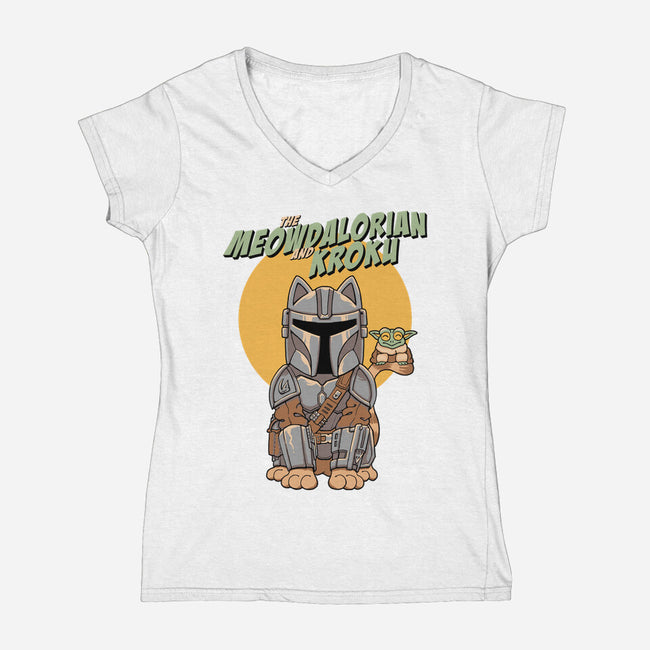 Meowdalorian And Kroku-Womens-V-Neck-Tee-vp021