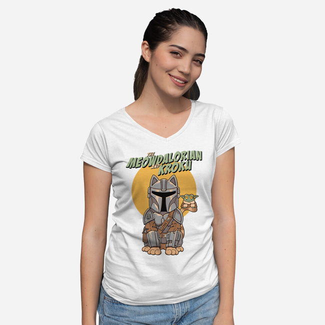 Meowdalorian And Kroku-Womens-V-Neck-Tee-vp021