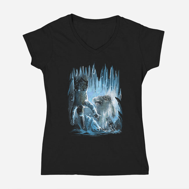 Luke Trapped-Womens-V-Neck-Tee-zascanauta