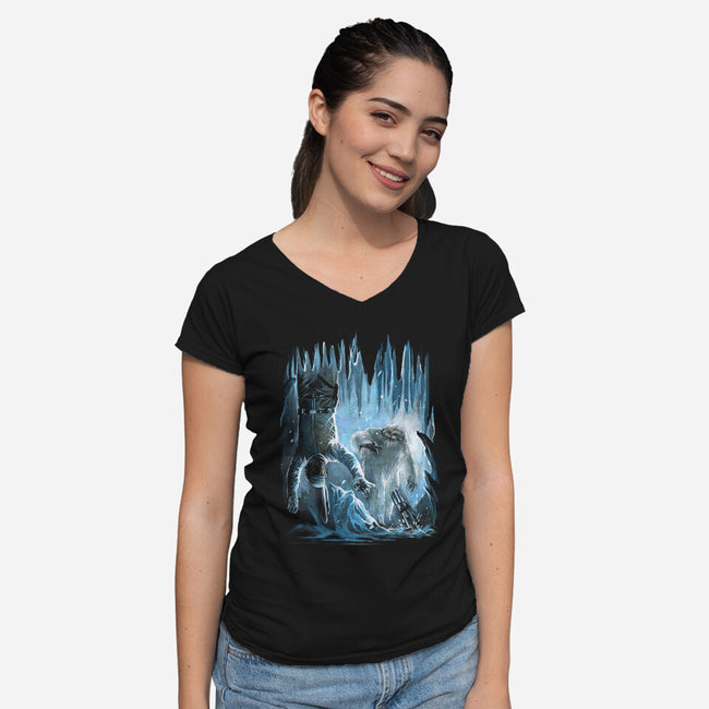 Luke Trapped-Womens-V-Neck-Tee-zascanauta
