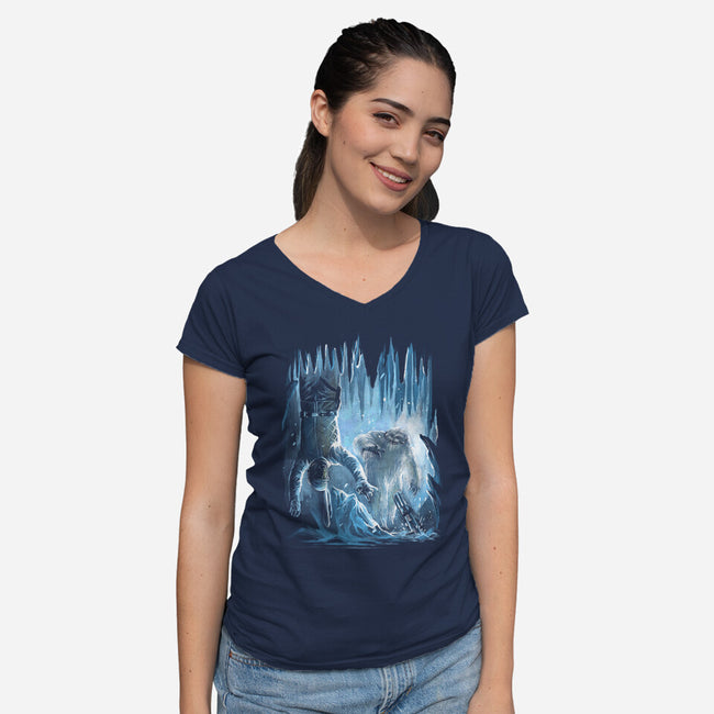 Luke Trapped-Womens-V-Neck-Tee-zascanauta