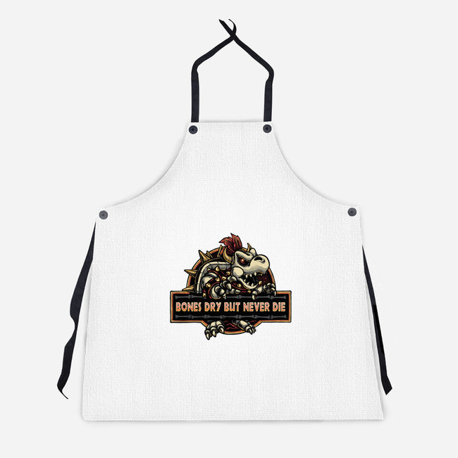 Bones Dry But Never Die-Unisex-Kitchen-Apron-glitchygorilla