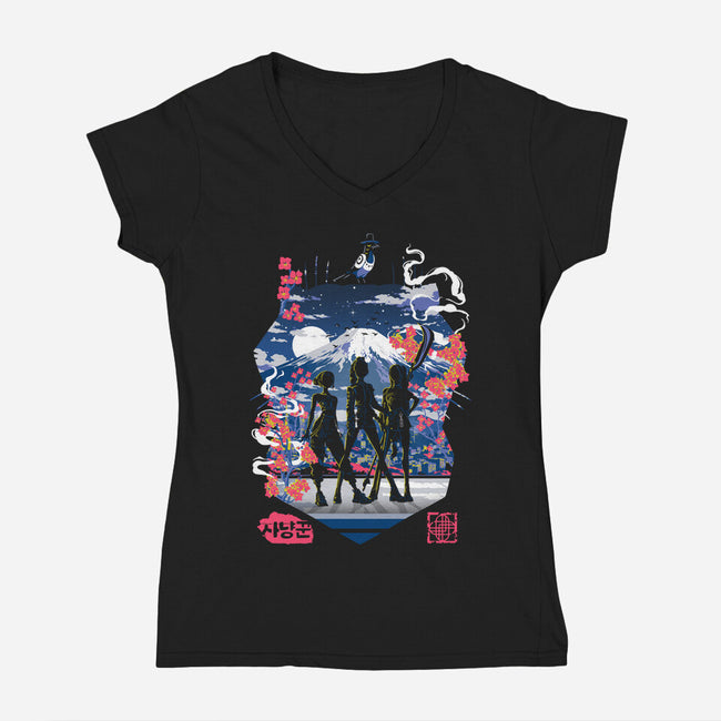 Slay The Demons-Womens-V-Neck-Tee-Arinesart