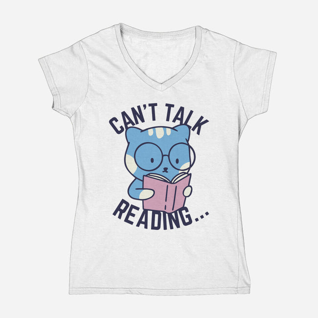 Can't Talk Reading-Womens-V-Neck-Tee-brunopires