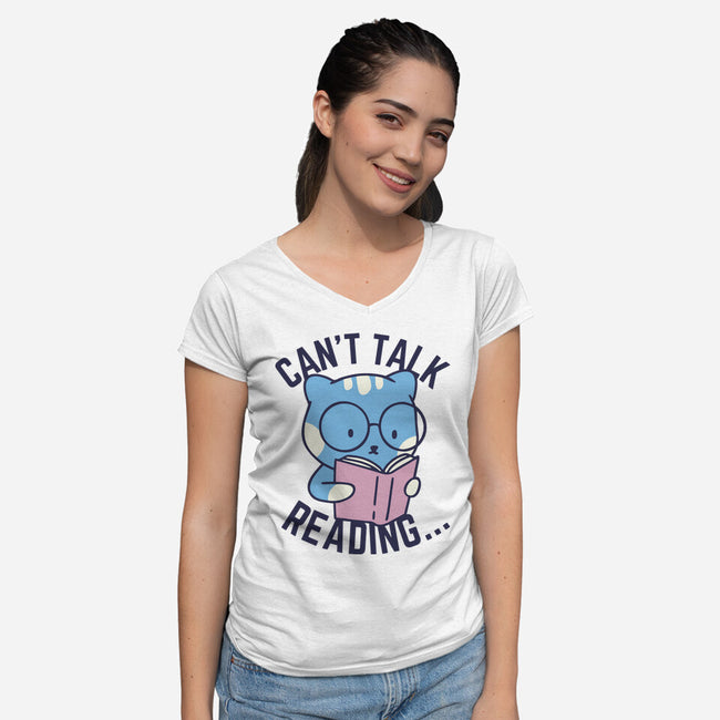 Can't Talk Reading-Womens-V-Neck-Tee-brunopires