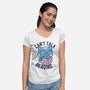 Can't Talk Reading-Womens-V-Neck-Tee-brunopires