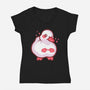 Shy Duck Fingers Touching-Womens-V-Neck-Tee-xMorfina