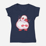 Shy Duck Fingers Touching-Womens-V-Neck-Tee-xMorfina