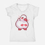Shy Duck Fingers Touching-Womens-V-Neck-Tee-xMorfina