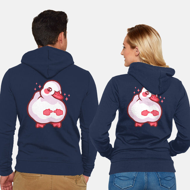 Shy Duck Fingers Touching-Unisex-Zip-Up-Sweatshirt-xMorfina
