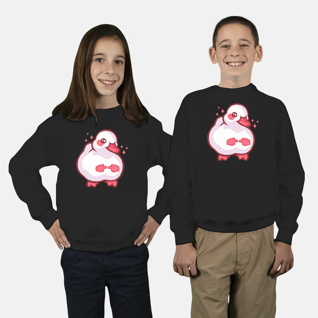 Shy Duck Fingers Touching-Youth-Crew Neck-Sweatshirt-xMorfina