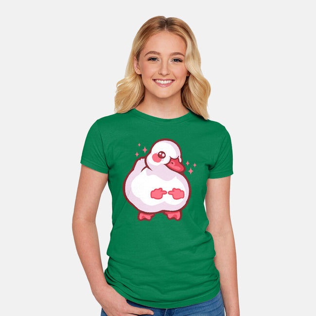 Shy Duck Fingers Touching-Womens-Fitted-Tee-xMorfina
