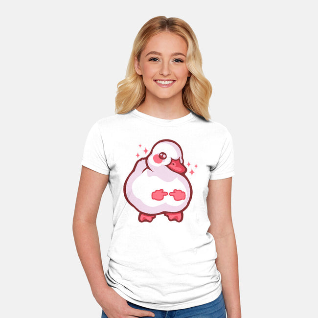 Shy Duck Fingers Touching-Womens-Fitted-Tee-xMorfina