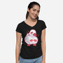 Shy Duck Fingers Touching-Womens-V-Neck-Tee-xMorfina