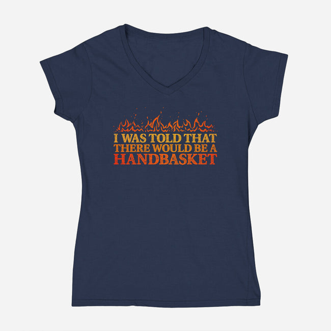 Hell In A Handbasket-Womens-V-Neck-Tee-kg07