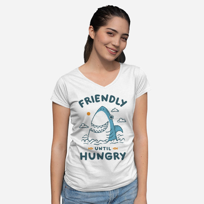 Friendly Until Hungry-Womens-V-Neck-Tee-XYZ Studio