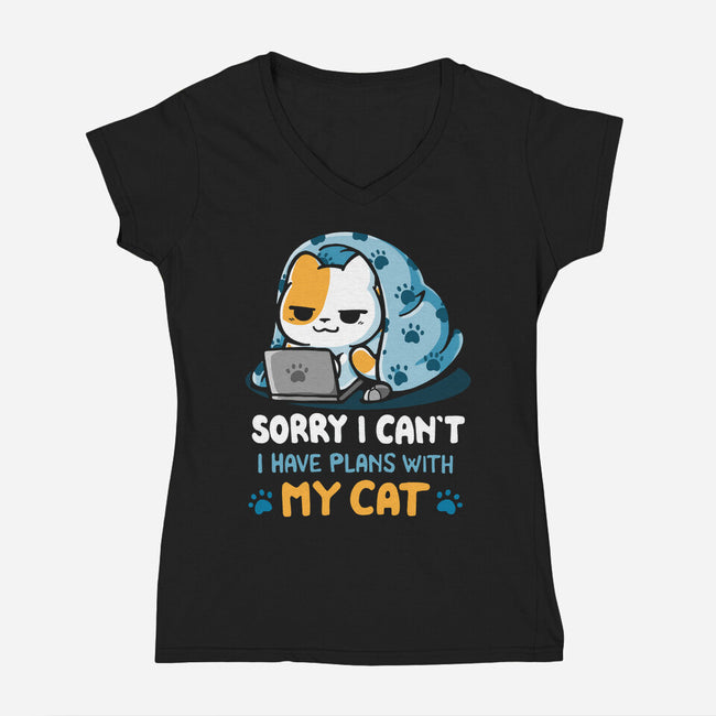 I Have Plans With My Cat-Womens-V-Neck-Tee-Vallina84