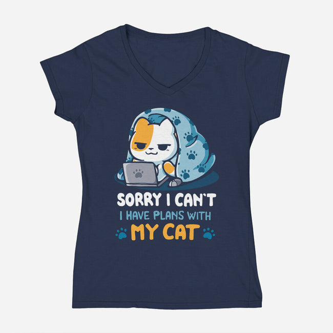 I Have Plans With My Cat-Womens-V-Neck-Tee-Vallina84