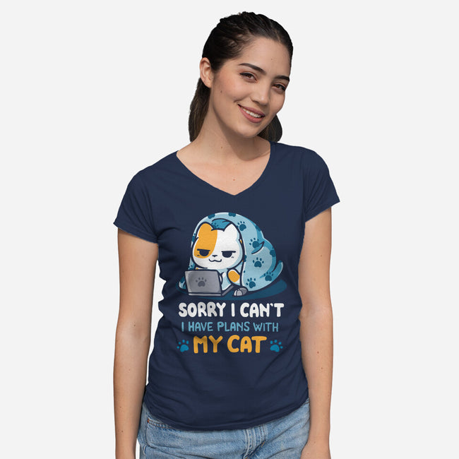 I Have Plans With My Cat-Womens-V-Neck-Tee-Vallina84