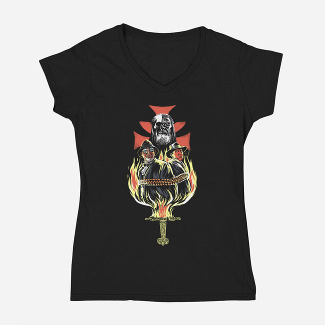 The Jones Crusade-Womens-V-Neck-Tee-zascanauta