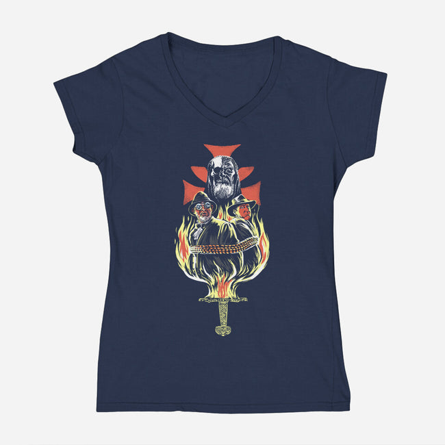 The Jones Crusade-Womens-V-Neck-Tee-zascanauta