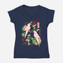 Origami Parrot-Womens-V-Neck-Tee-NemiMakeit