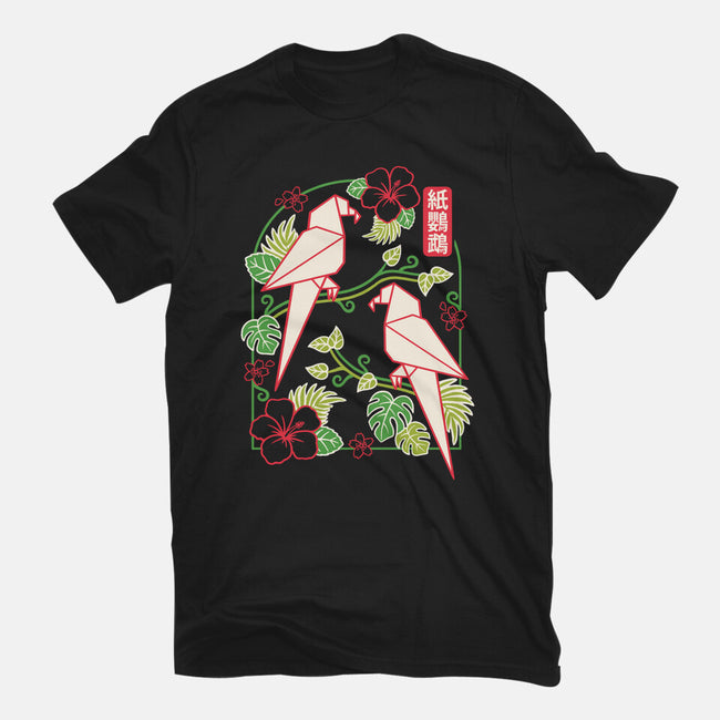 Origami Parrot-Womens-Fitted-Tee-NemiMakeit