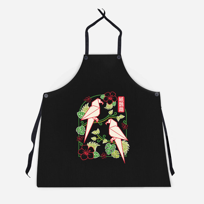 Origami Parrot-Unisex-Kitchen-Apron-NemiMakeit