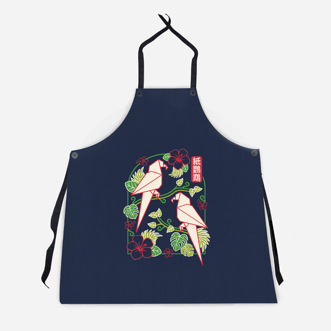 Origami Parrot-Unisex-Kitchen-Apron-NemiMakeit