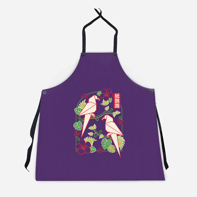 Origami Parrot-Unisex-Kitchen-Apron-NemiMakeit