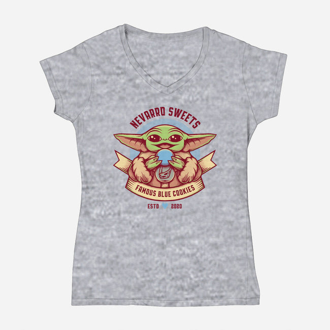 Blue Cookies Lover-Womens-V-Neck-Tee-Alundrart