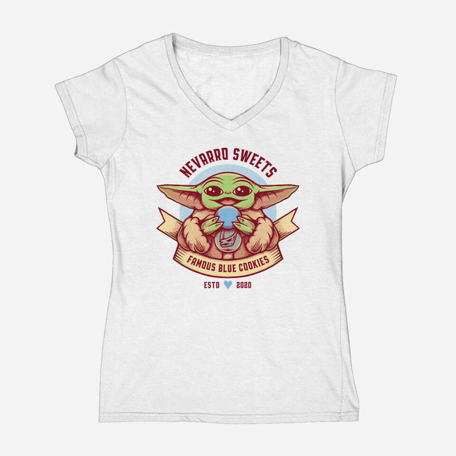 Blue Cookies Lover-Womens-V-Neck-Tee-Alundrart