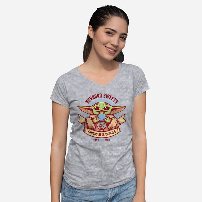 Blue Cookies Lover-Womens-V-Neck-Tee-Alundrart