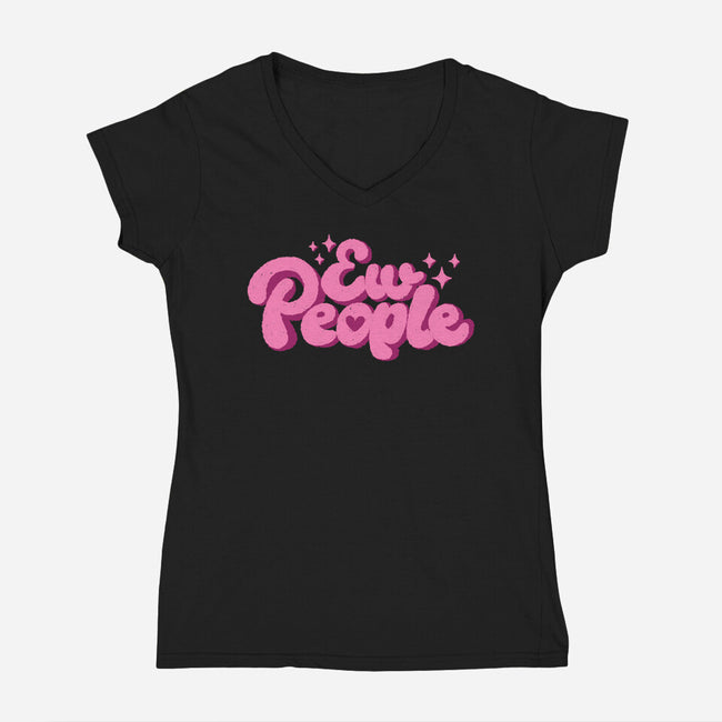 Ew People Pink-Womens-V-Neck-Tee-xMorfina