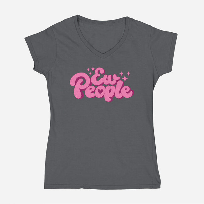 Ew People Pink-Womens-V-Neck-Tee-xMorfina
