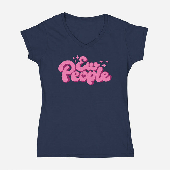 Ew People Pink-Womens-V-Neck-Tee-xMorfina