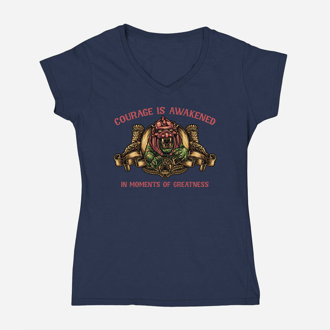 Courage Is Awakened-Womens-V-Neck-Tee-glitchygorilla