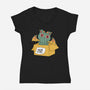 Adopt A Cathulhu-Womens-V-Neck-Tee-Tri haryadi