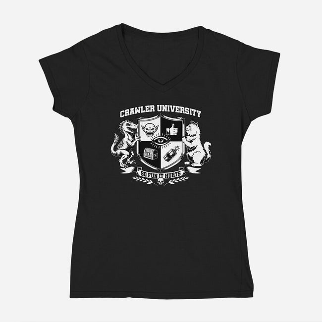 Dungeon Crawler University-Womens-V-Neck-Tee-Studio Mootant