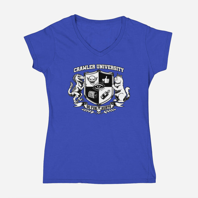 Dungeon Crawler University-Womens-V-Neck-Tee-Studio Mootant