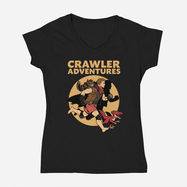 Dungeon Crawler Adventures-Womens-V-Neck-Tee-Studio Mootant