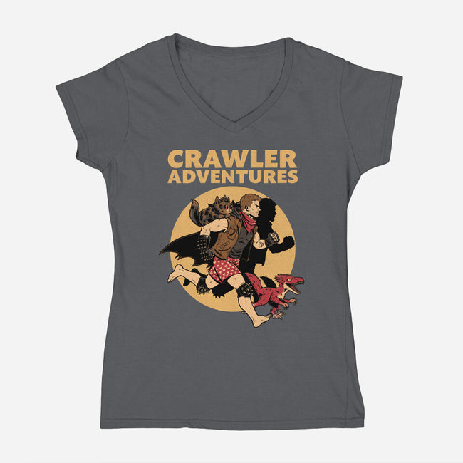Dungeon Crawler Adventures-Womens-V-Neck-Tee-Studio Mootant