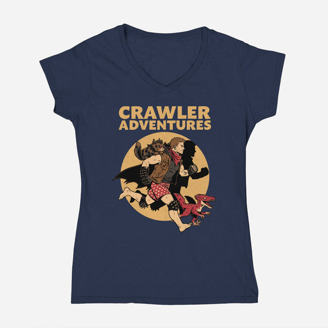 Dungeon Crawler Adventures-Womens-V-Neck-Tee-Studio Mootant